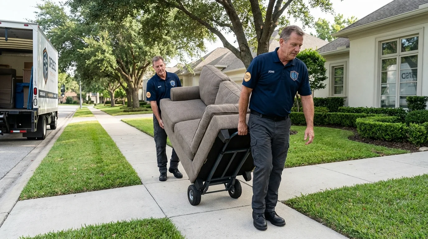 Local residential moving crew loading furniture in Hinsdale, IL